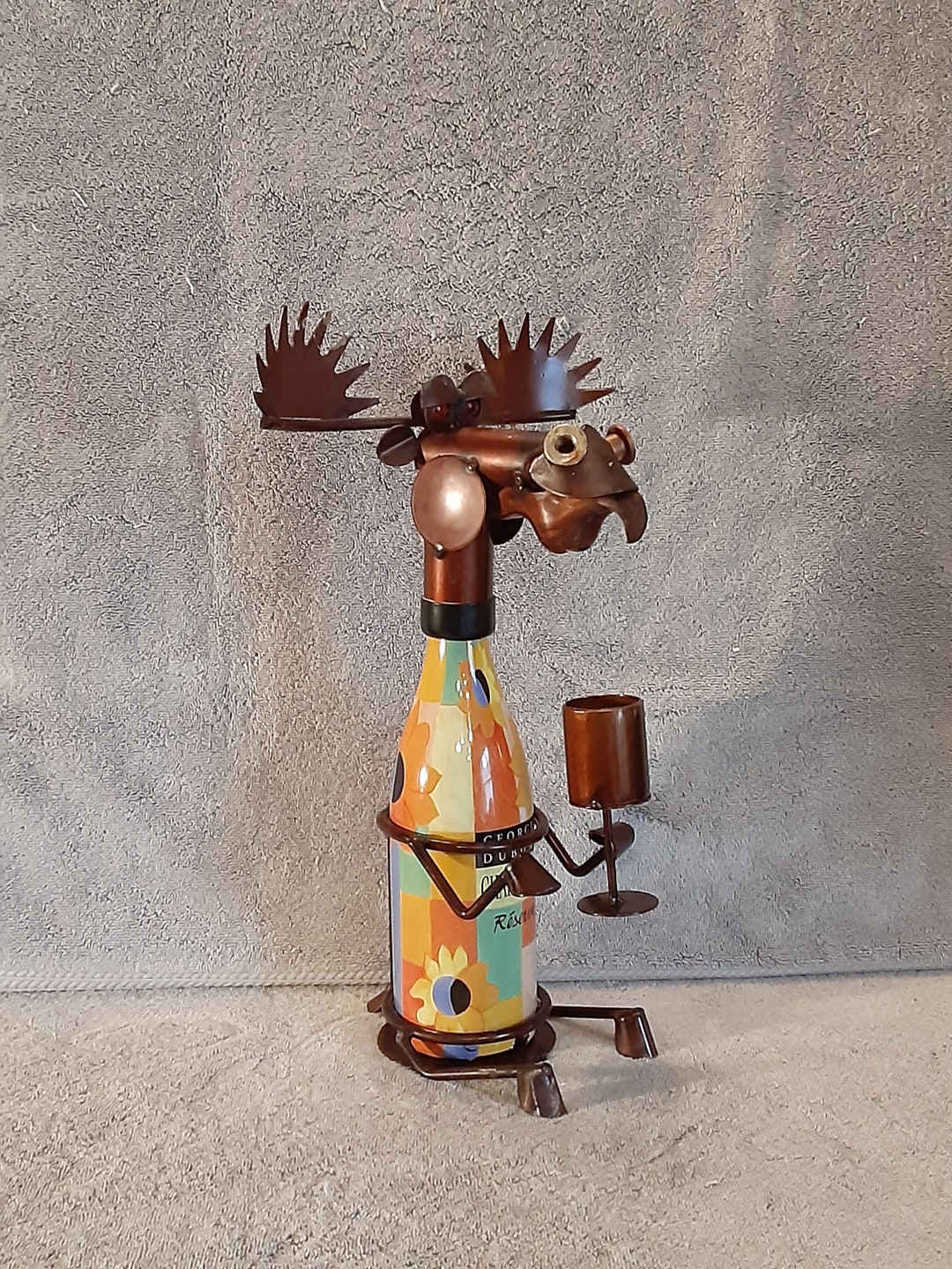 Metal Art Wine Bottle Holder Moose Theme Nature Theme Hunter Theme Etsy