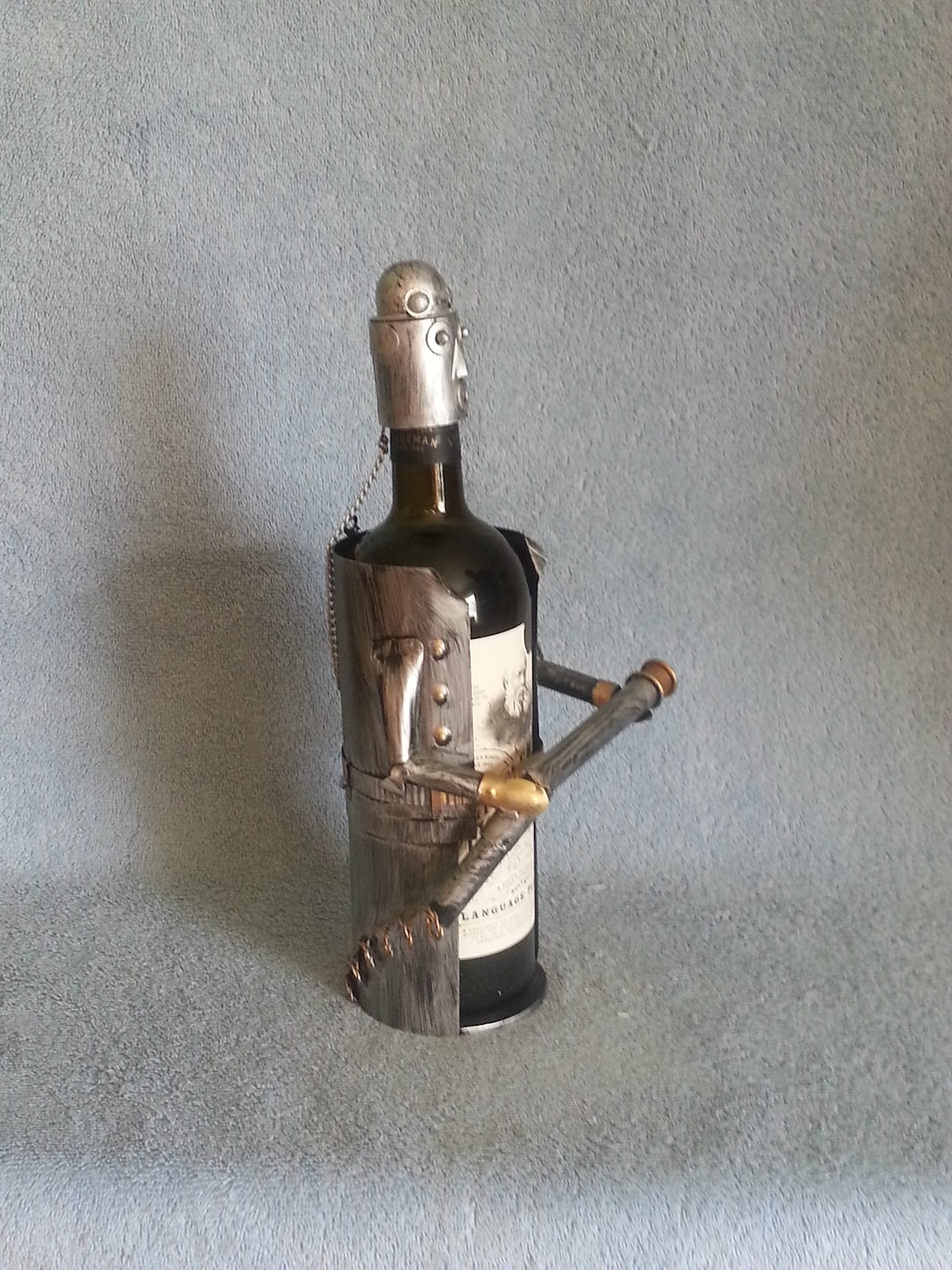 Metal Art Wine Bottle Holder Fireman Theme Etsy