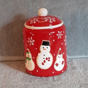 Cookie Jar - Snowman Theme - Treat Jar - Christmas Theme - Biscuit Jar - Hallmark
