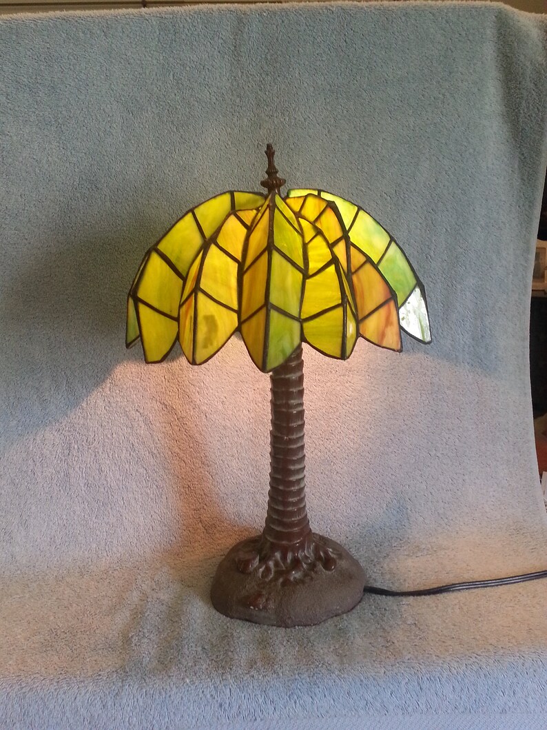 Stained Glass Lamp Palm Tree Accent Lamp Etsy