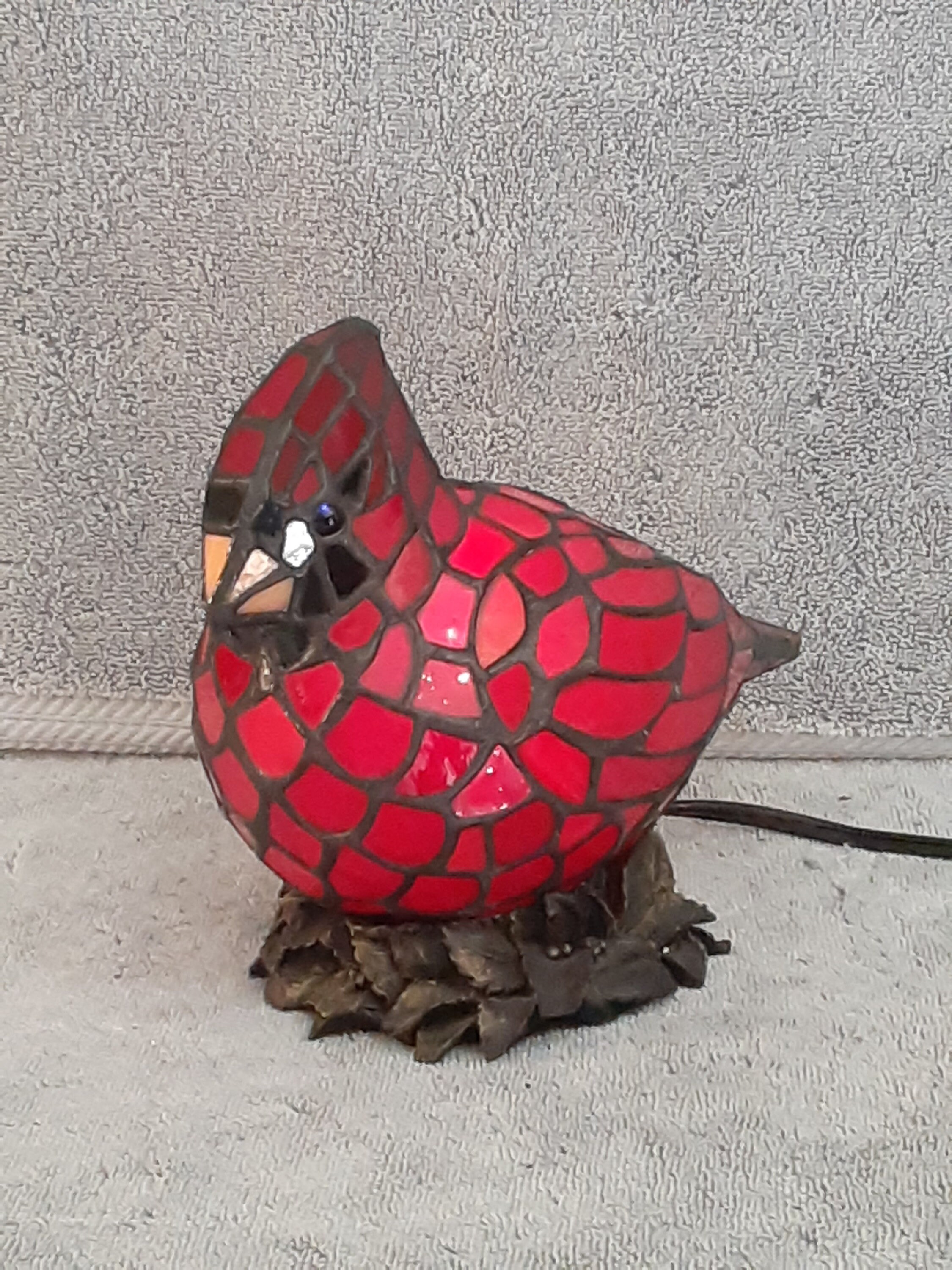 Cardinal Stained Glass Lamp Accent Lamp Nature Themed Lamp Bird