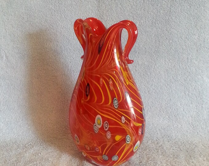 Art Glass Vase Abstract Design Murano Style Millifiori Etsy