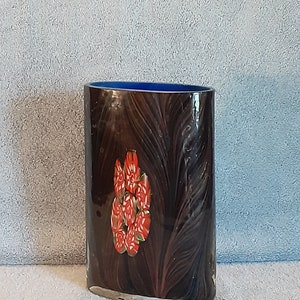 Art Glass Vase - Floral Motif - Murano Style - Millifiori Style