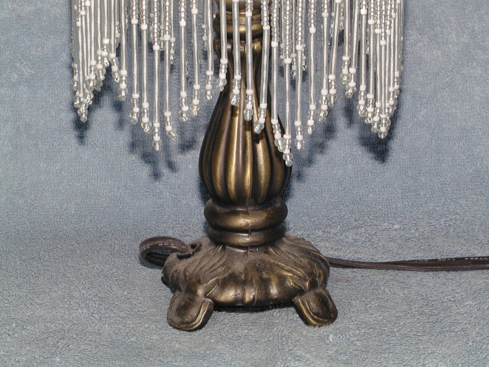 Boudoir Lamp Glass Shade and Beaded Fringe Etsy