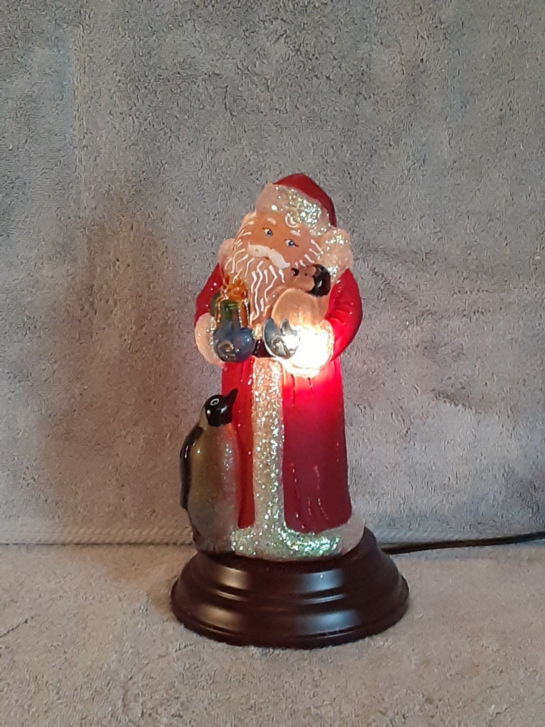 Merck Family's Old World Christmas Light Penguin Pals Santa Light