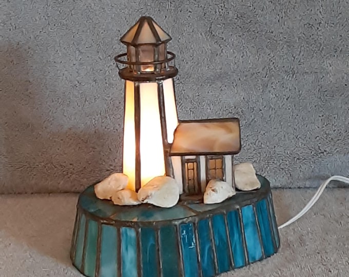Stained Glass Lighthouse Lamp