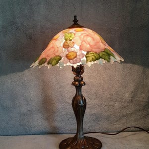 Table Lamp - Reverse Painted Floral Motif - Accent Lamp - Glenda