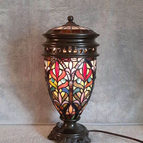 Stained Glass Lamp - Torchiere Lamp - Accent Lamp - Column Lamp - Floral Themed Lamp