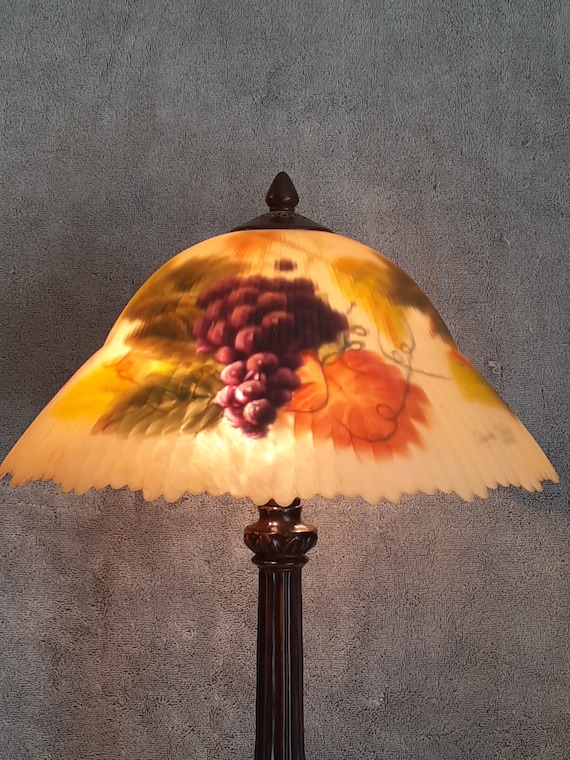 Table Lamp Reverse Painted Floral Motif Accent Lamp Glenda Turley Lamp - Etsy