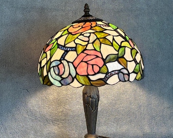 Stained Glass Lamp - Floral Motif - Accent Lamp - Table Lamp