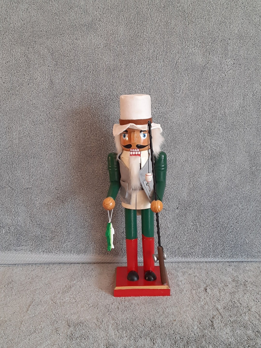 Nutcracker Fisherman Nutcracker Wooden Nutcracker Fishing Decor Etsy
