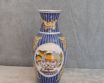 Asian Vase - Floral and Fruit Theme Vase - Harvest Theme Vase