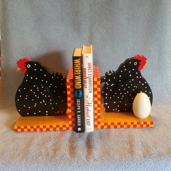 Rooster Bookends - Rustic Bookends - Rhode Island Reds