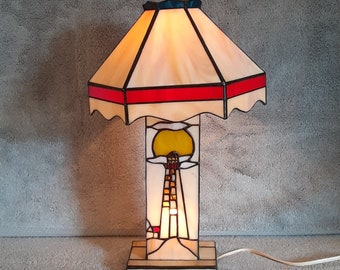 Accent Lamp - Nautical Lamp - Lighthouse Themed Lamp - Stained Glass Lamp - Geometric Lamp