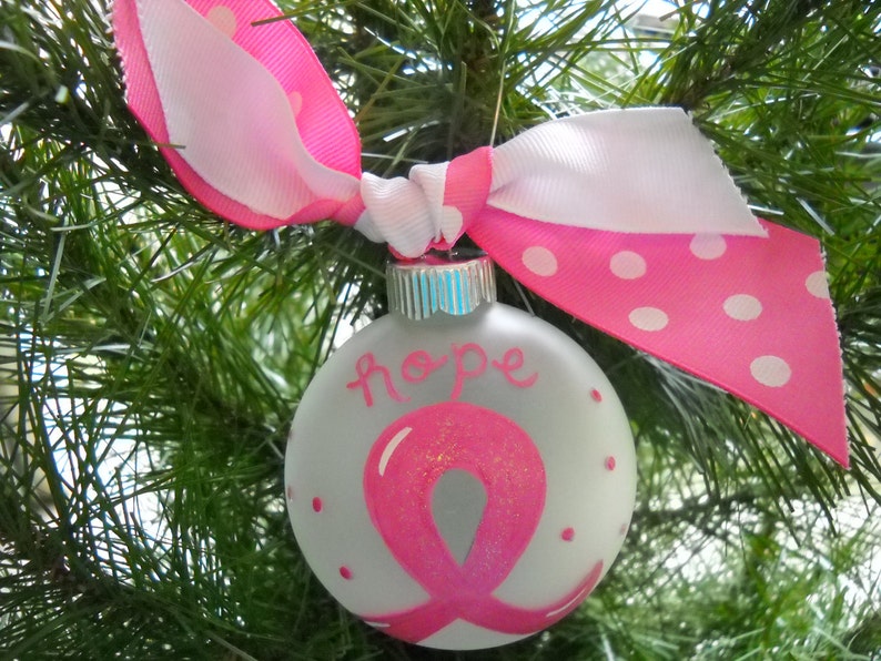 Breast Cancer Awareness Ornamentpink Ribbonhope Etsy