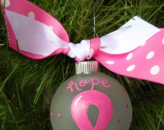 Breast Cancer Awareness Ornament-Pink Ribbon-Hope