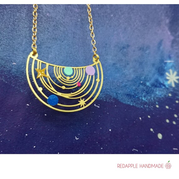 Rainbow Solar System Necklace | Constellation Jewellery | Limited Edition | Rainbow Patina