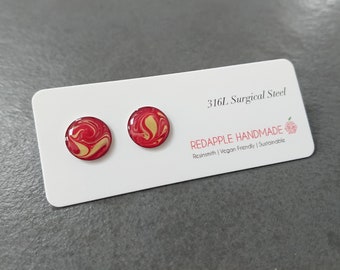 Fire stud earrings | Red stud earrings | Surgical steel | Exclusive to Etsy