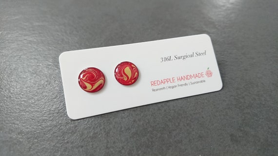 Fire stud earrings | Red stud earrings | Surgical steel | Exclusive to Etsy