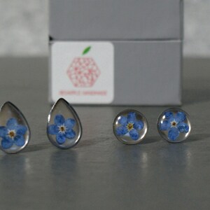 Real Forget Me Not Necklace in Sterling silver Myosotis Something Blue image 7