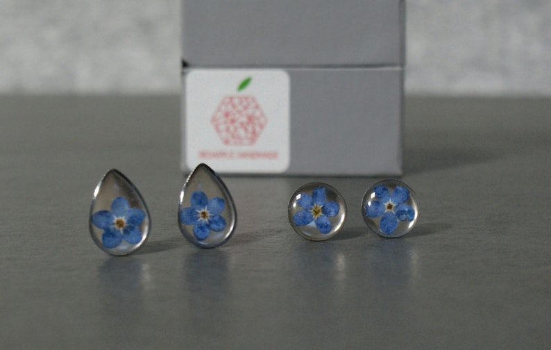 Real Forget Me Not Necklace in Sterling silver Myosotis Something Blue image 7