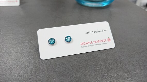 Tiny Turquoise Floral Blossom Stud Earrings