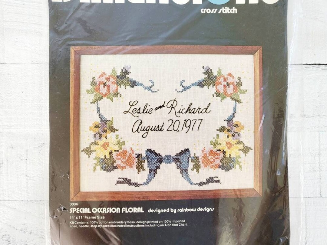 Wedding Keepsake Cross Stitch Kit Special Occasion Floral Etsy