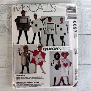 McCall&#39;s 6097 Knight Ace of Hearts/Spades Dice Gift Box Gameboy Video Game Costumes Sewing Pattern Kids Sizes 2 4 6 8 10 12