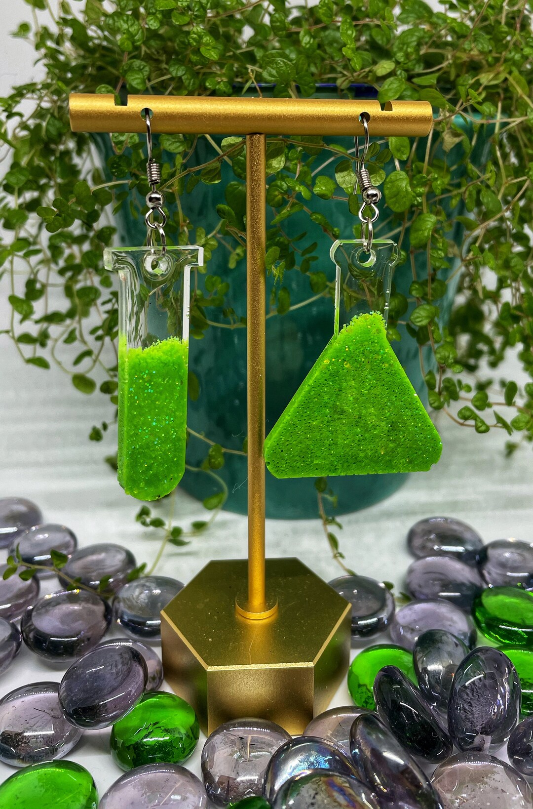 Resin Science Beaker Flask Earrings Chemistry Biology Teacher Etsy