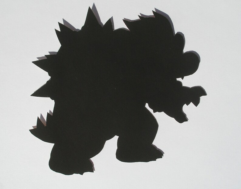 Download Bowser Super Mario Brothers Hand cut paper art black | Etsy