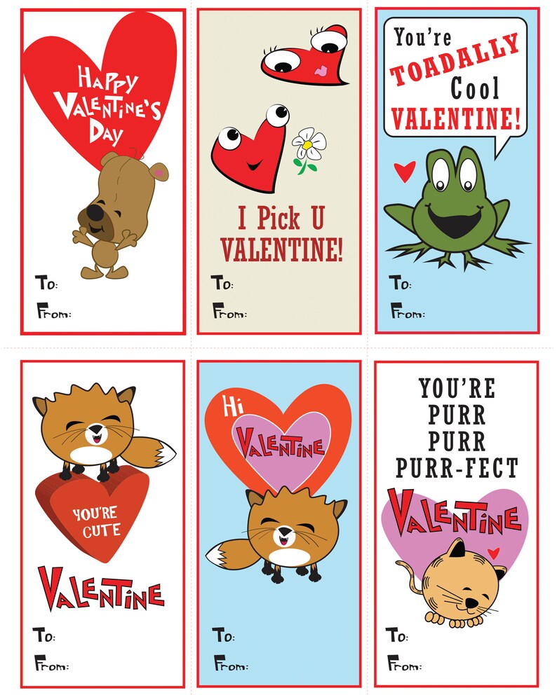Printable Valentine Cards for Kids Printable Valentine Cards Kids Valentine Cards Instant ...