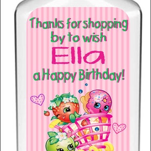 Labels only Shopkins inspired Hand Sanitizer labels custom birthday party favors Peel and stick labels Free Shipping image 2