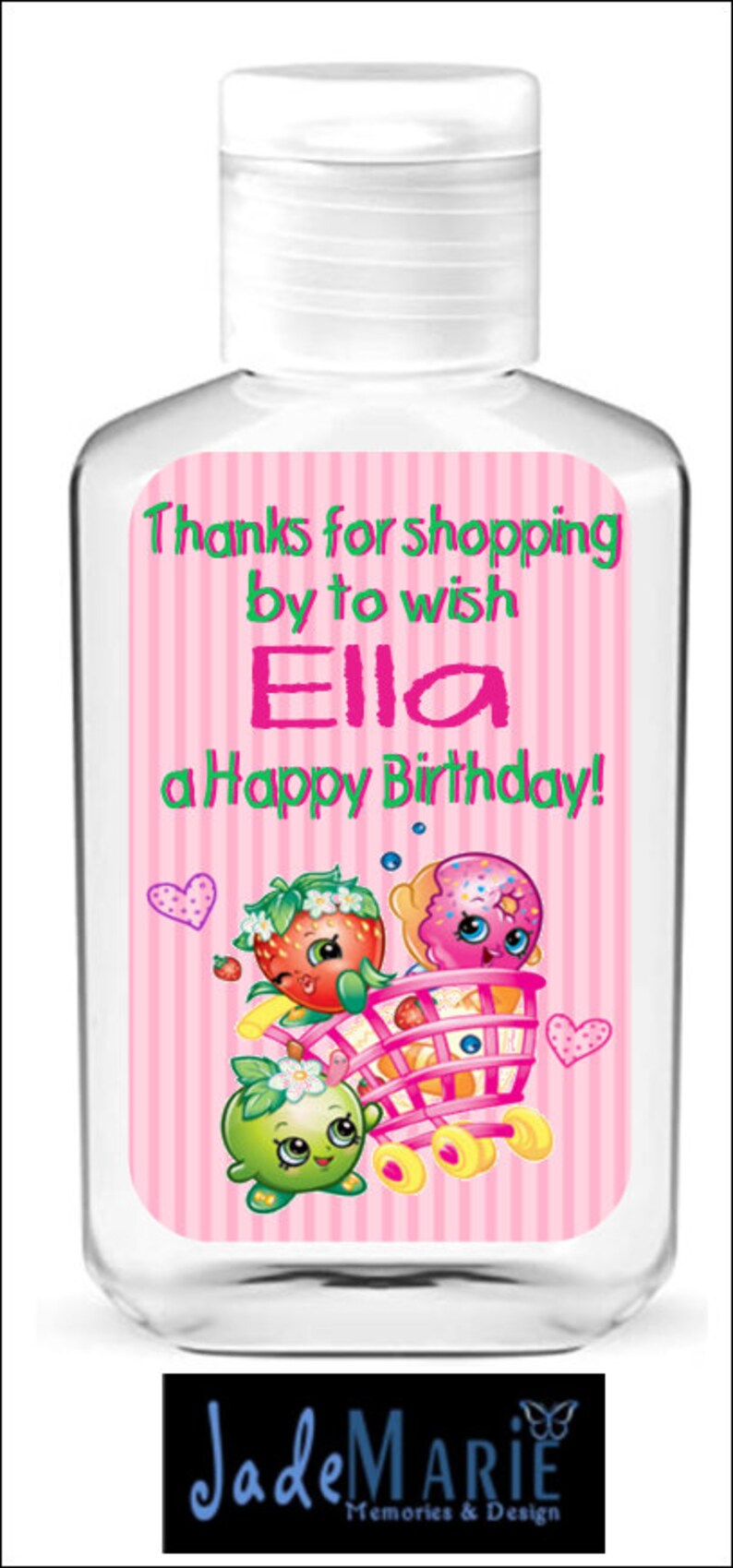 Labels only Shopkins inspired Hand Sanitizer labels custom birthday party favors Peel and stick labels Free Shipping image 2