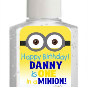 Labels only Minion themed Hand santizer labels image 2
