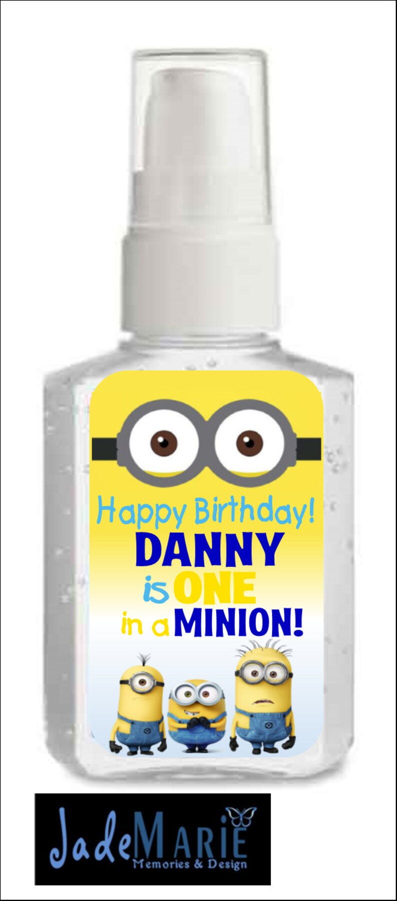 Labels only Minion themed Hand santizer labels image 2