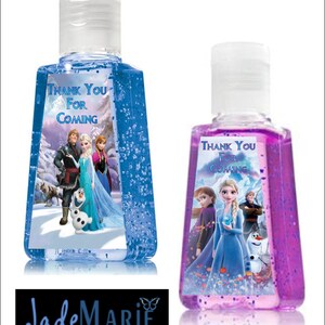 Labels only Frozen inspired Hand Sanitizer labels birthday party favors Digital or Peel and stick labels image 3