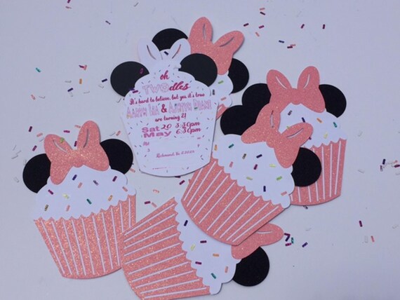 Disney Minnie Mouse Cupcake Invitations- Mickey Mouse Invitations Minnie Mouse Invites 1st Birthday Il_570xn