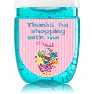 Labels only Shopkins inspired Hand Sanitizer labels custom birthday party favors Peel and stick labels Free Shipping image 3