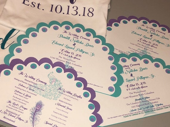 Custom Peacock Wedding Program Fans; Sweet 16 Quinceanera Programs Fans Keepsake Il_570xn