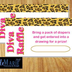Printable Leopard Baby Shower Diaper Raffle cards Hot pink