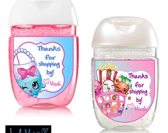 Étiquettes uniquement - Shopkins [inspiré] Étiquettes de désinfectant pour les mains faveurs de fête d’anniversaire personnalisées - Pelez et collez les étiquettes - Livraison gratuite!