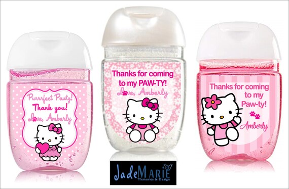 Labels only- Hello Kitty Hand Sanitizer labels birthday party baby shower Birthday favors-- Peel and stick labels- Free Shipping! Il_570xn
