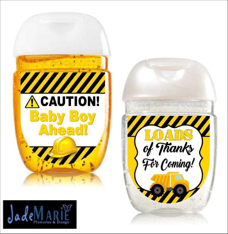Labels Only Construction Hand Sanitizer Labels Baby Shower Etsy