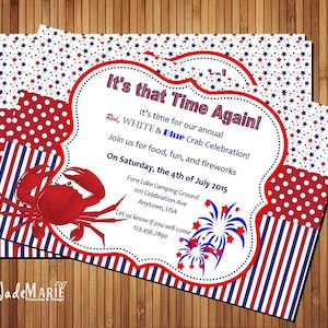 4th of July invite Seafood party Crab seafood Feast July 4th invitation image 1