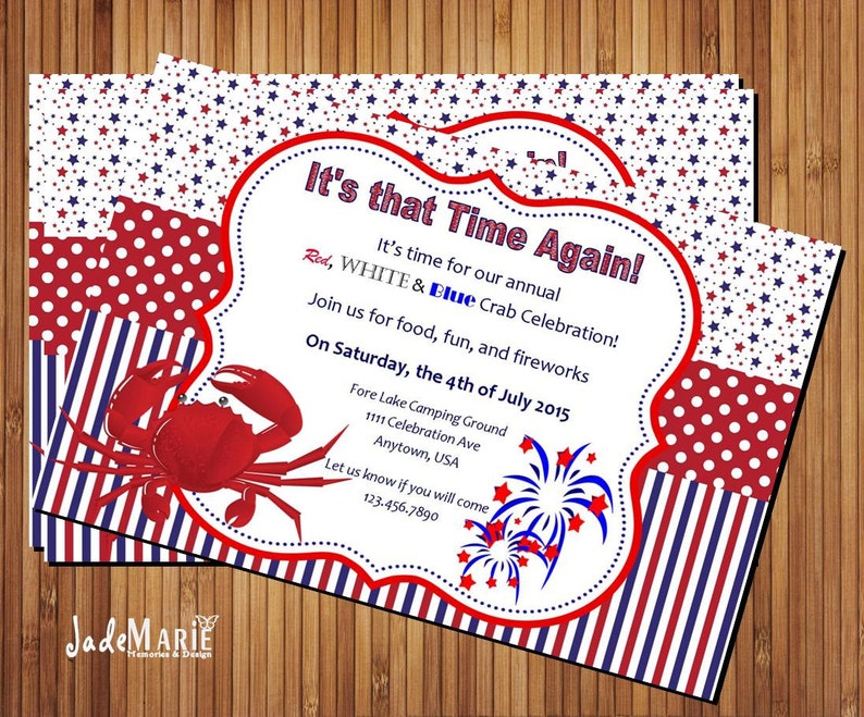 4th of July invite Seafood party Crab seafood Feast July 4th invitation image 1