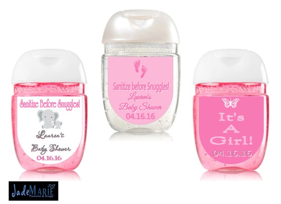 Labels only- Baby Girl Hand Sanitizer labels Baby Shower Birthday party favors- Digital or Peel and stick-- FREE SHIPPING Il_570xn