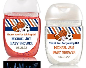 Labels only- Sports themed Baby shower Birthday Hand Sanitizer labels favors- Peel and Stick or Digital labels stickers