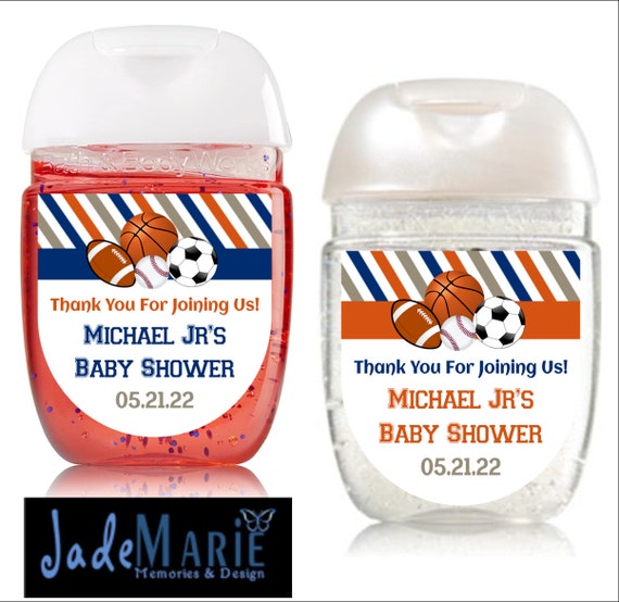 Labels only- Sports themed Baby shower Birthday Hand Sanitizer labels favors- Peel and Stick or Digital labels stickers Il_570xn