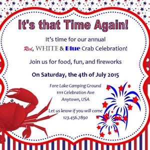 4th of July invite Seafood party Crab seafood Feast July 4th invitation image 2