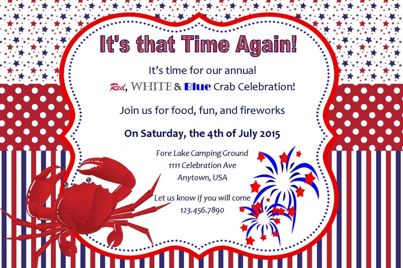 4th of July invite Seafood party Crab seafood Feast July 4th invitation image 2